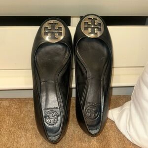 Tory Burch black Minne Ballet shoes with silver logo